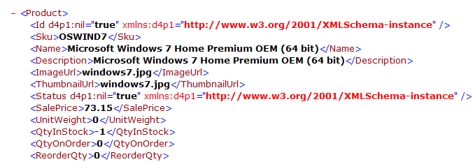 XLM formatted data from the Sage system